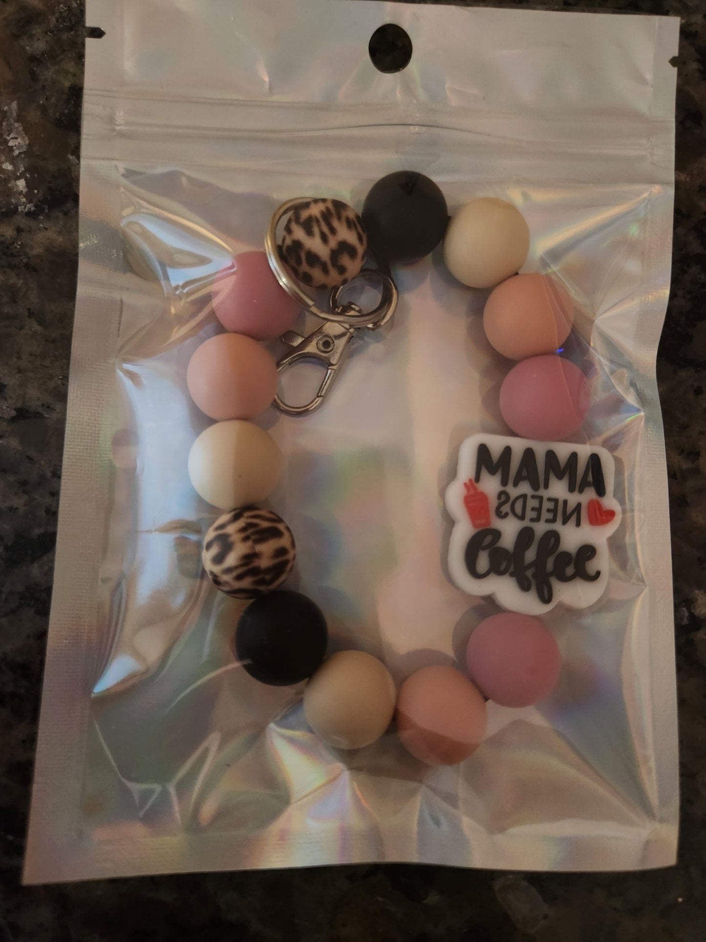 Mama needs coffee keychain bracelet