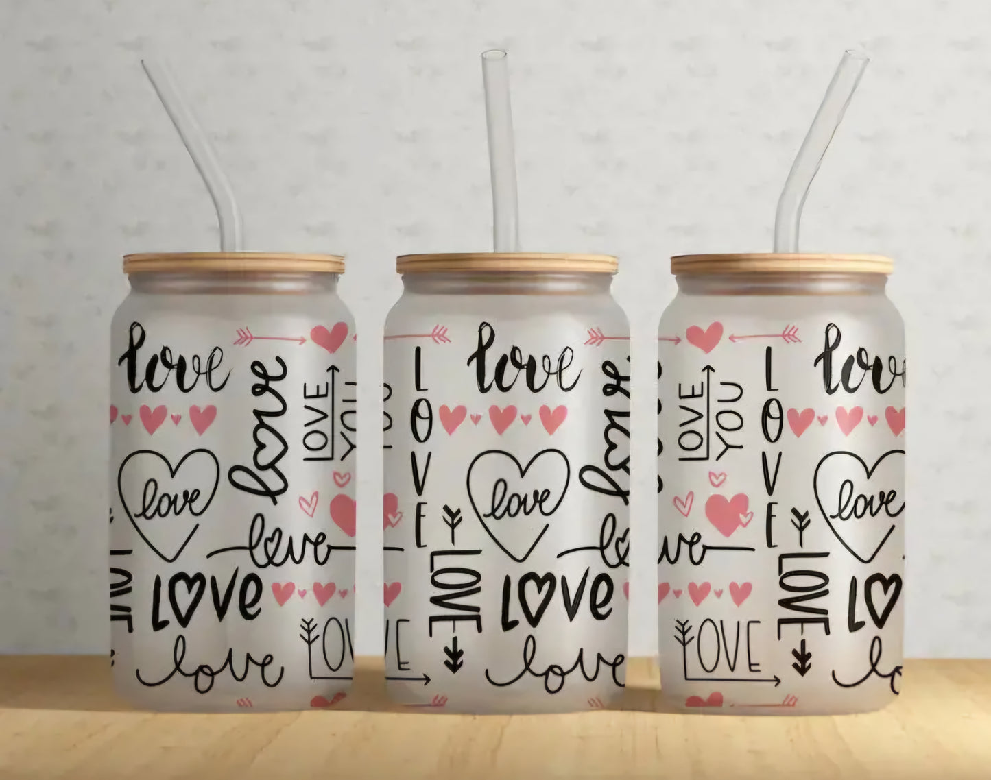 Valentine day love heart sessional 16 oz libby glass tumbler