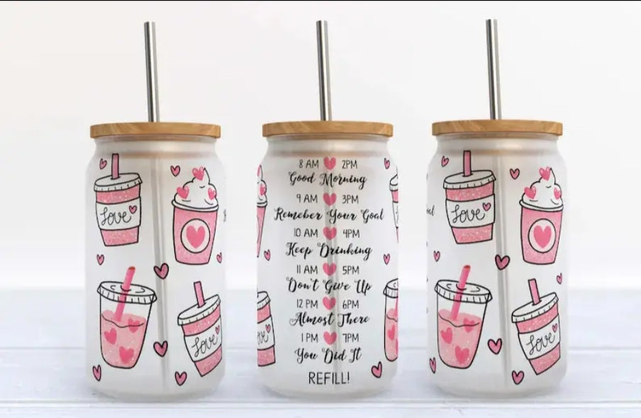 Valentine day water tracker 16 oz